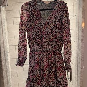 Floral Black and Pink Women's Dress